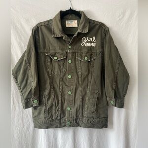 Girl Gang ladies denim Jacket with cropped sleeves -Medium